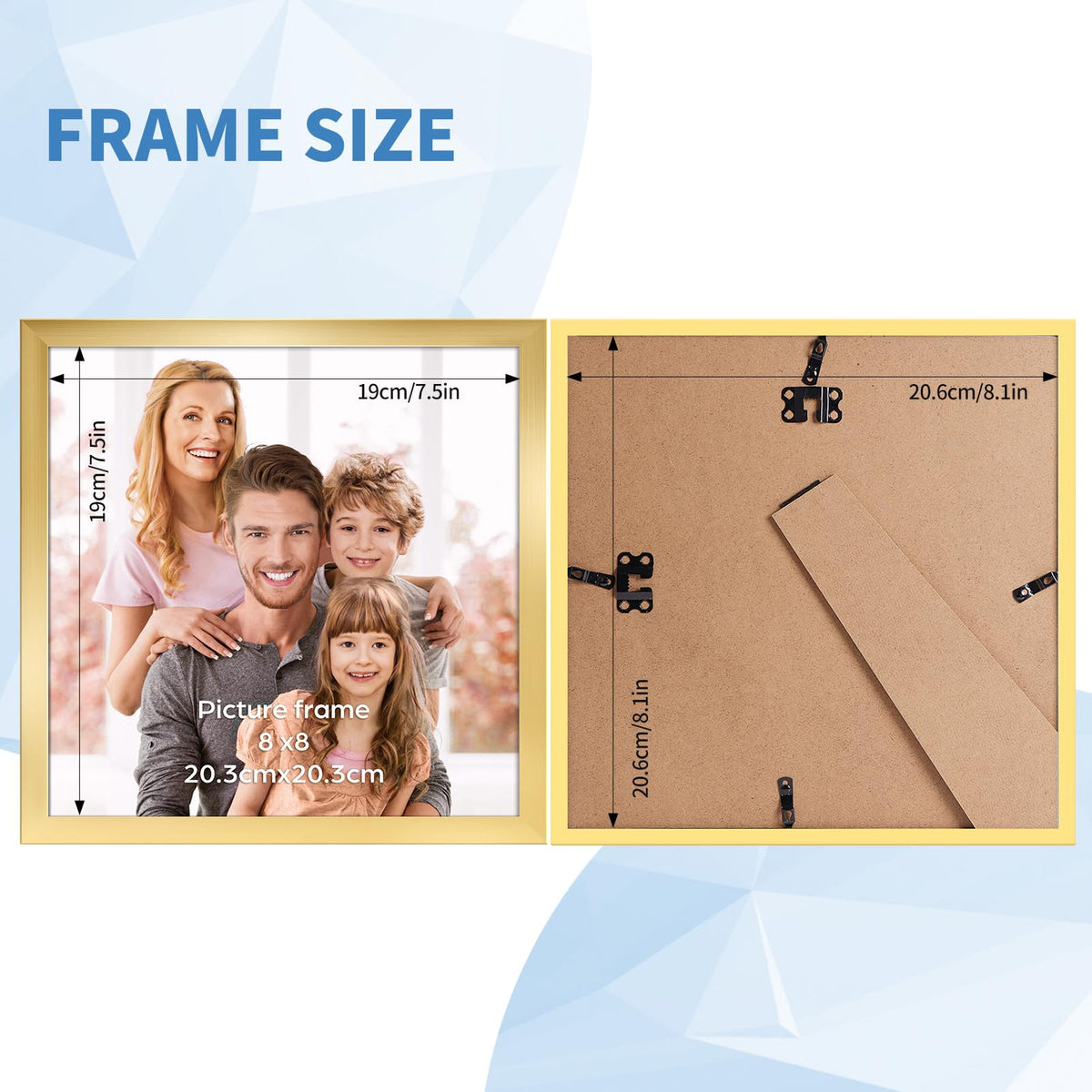 WIFTREY wall-hanging 8x8 gold frame ideal for a photo gallery.