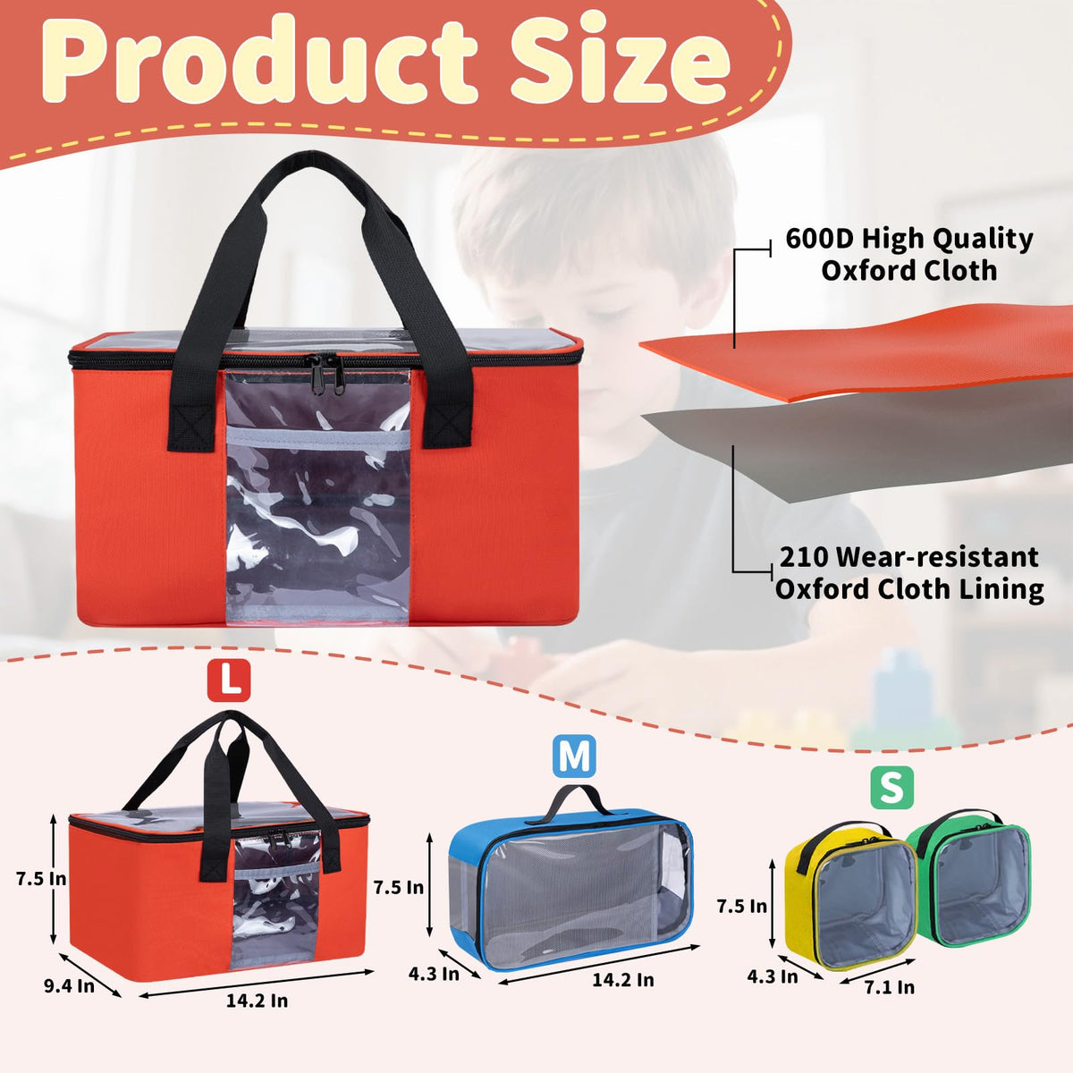 Wigojoy magnetic tiles storage bag with label pockets sorts toys for quick access.