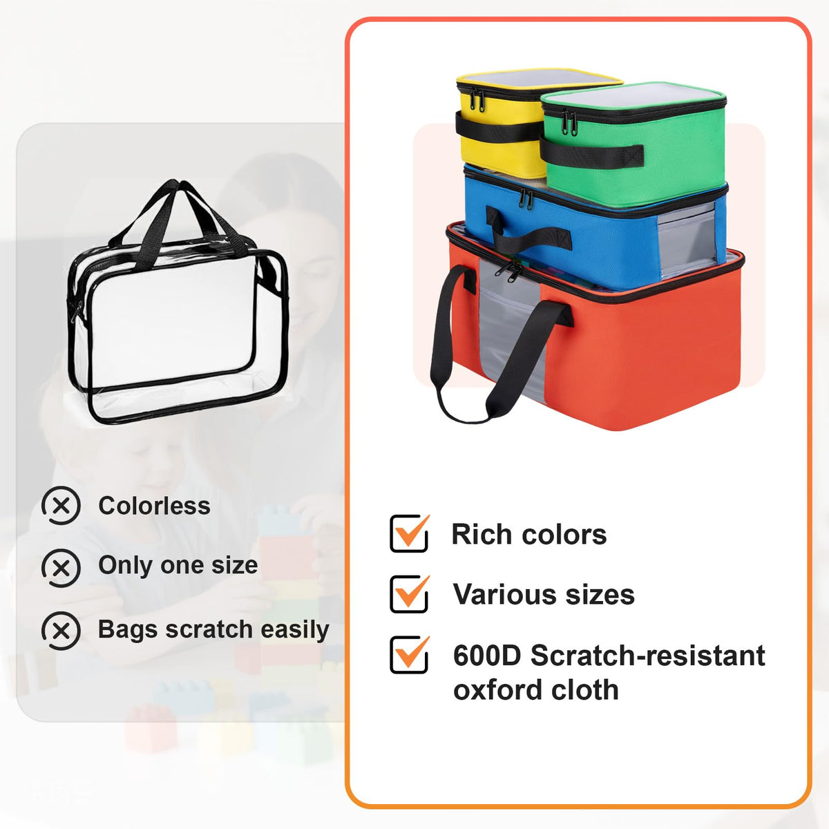 Wigojoy toy organizer bag with mesh pockets provides breathable storage and easy visibility.