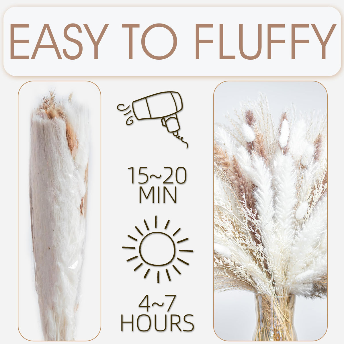 Wild Autumn pampas grass bouquet in a vase as centerpiece idea.