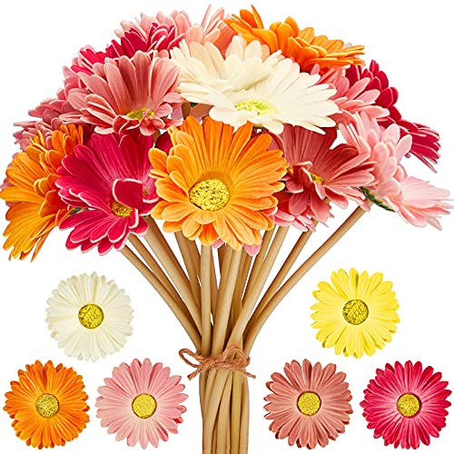 Willbond Gerbera daisies pink-orange bouquet for vibrant home decor.