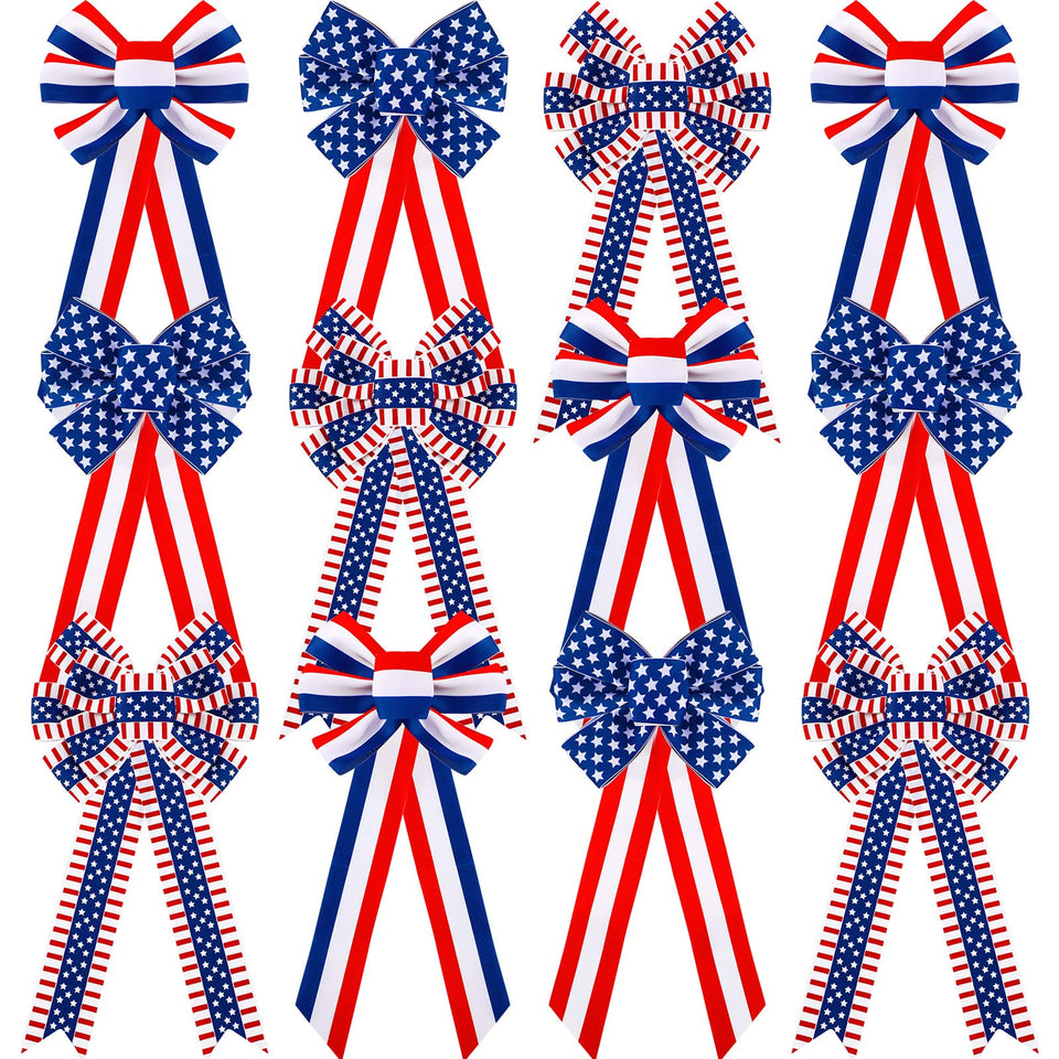 WillBond Independence Day bow with stars and stripes, perfect for porch or door decoration.