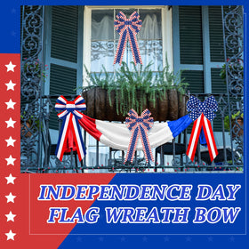 WillBond outdoor-safe red white blue bow, durable ribbon for year-round patriotic accents.