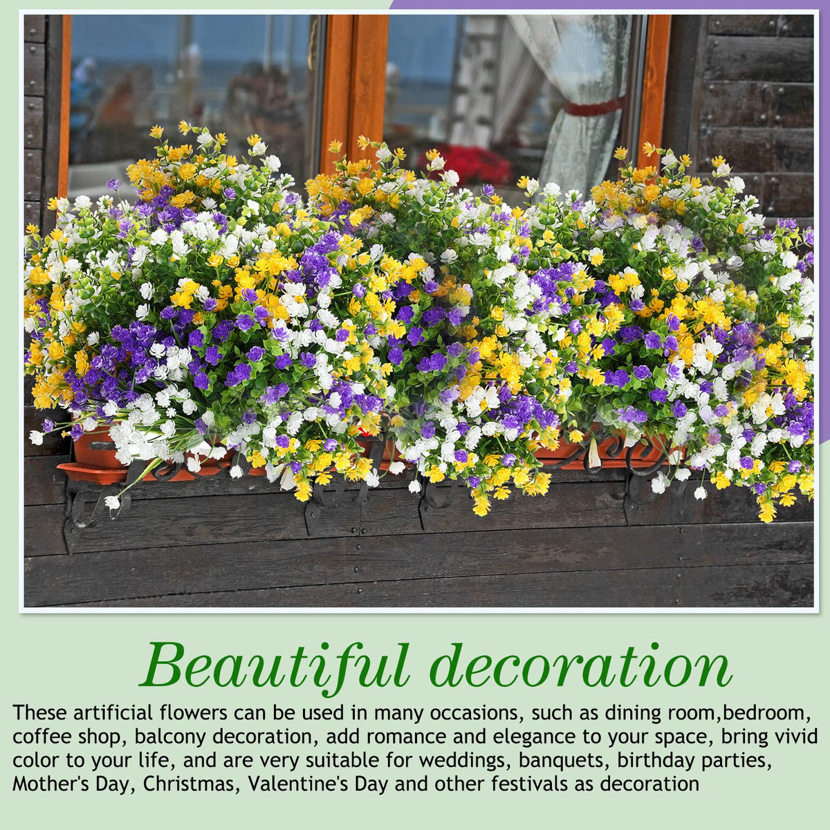 Willbond outdoor porch display brings year-round color to window boxes and planters.
