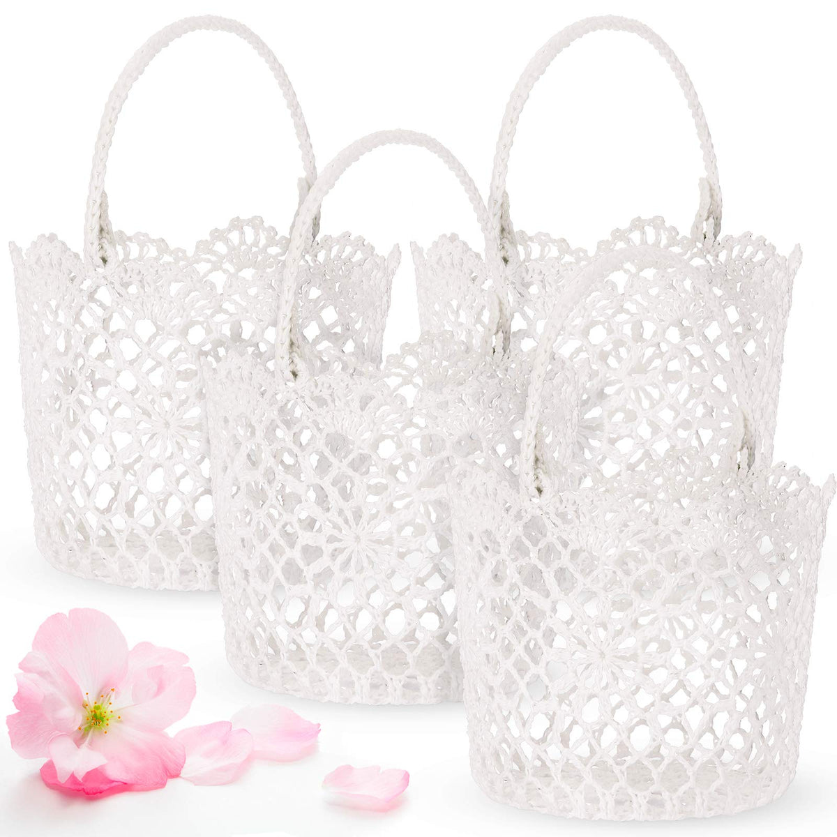 Willbond white flower basket doubles as decorative desk organizer