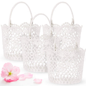 Willbond white flower basket doubles as decorative desk organizer