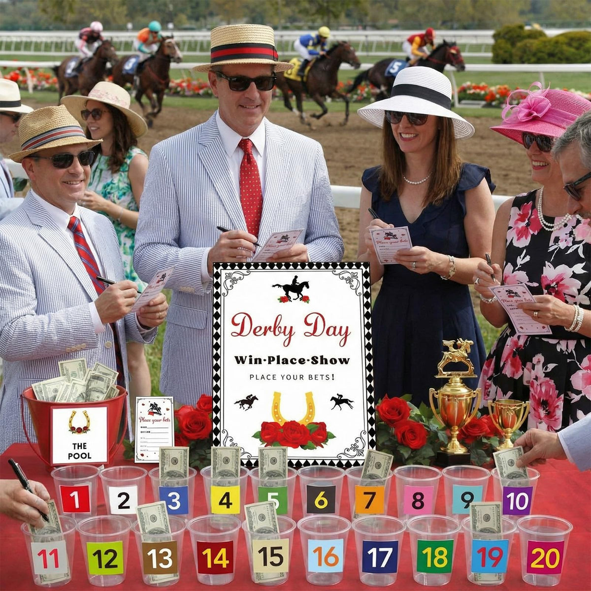 Willinglong derby markers and cups set enhances hand-written bets and interactive play.