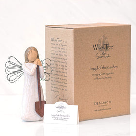 Willow Tree garden angel stands ready for shelf or mantel display.