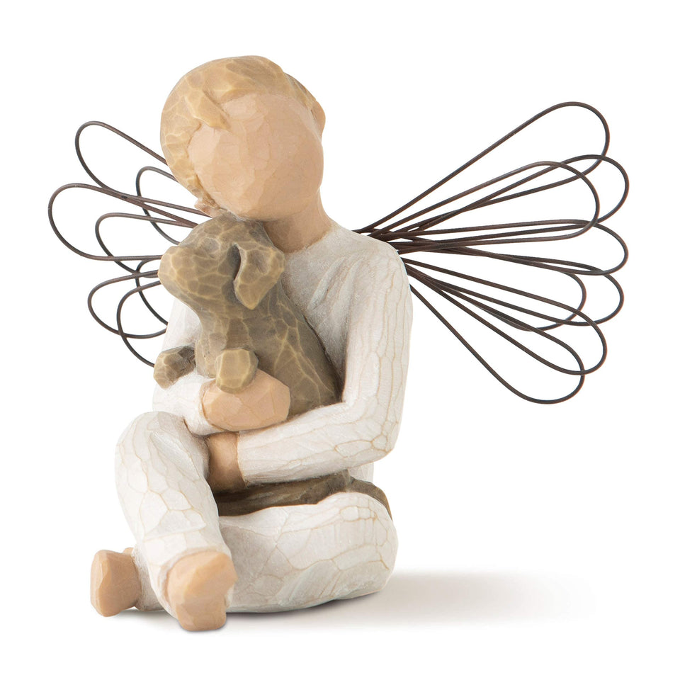 Willow Tree Angel of Comfort with wire wings, an elegant shelf display