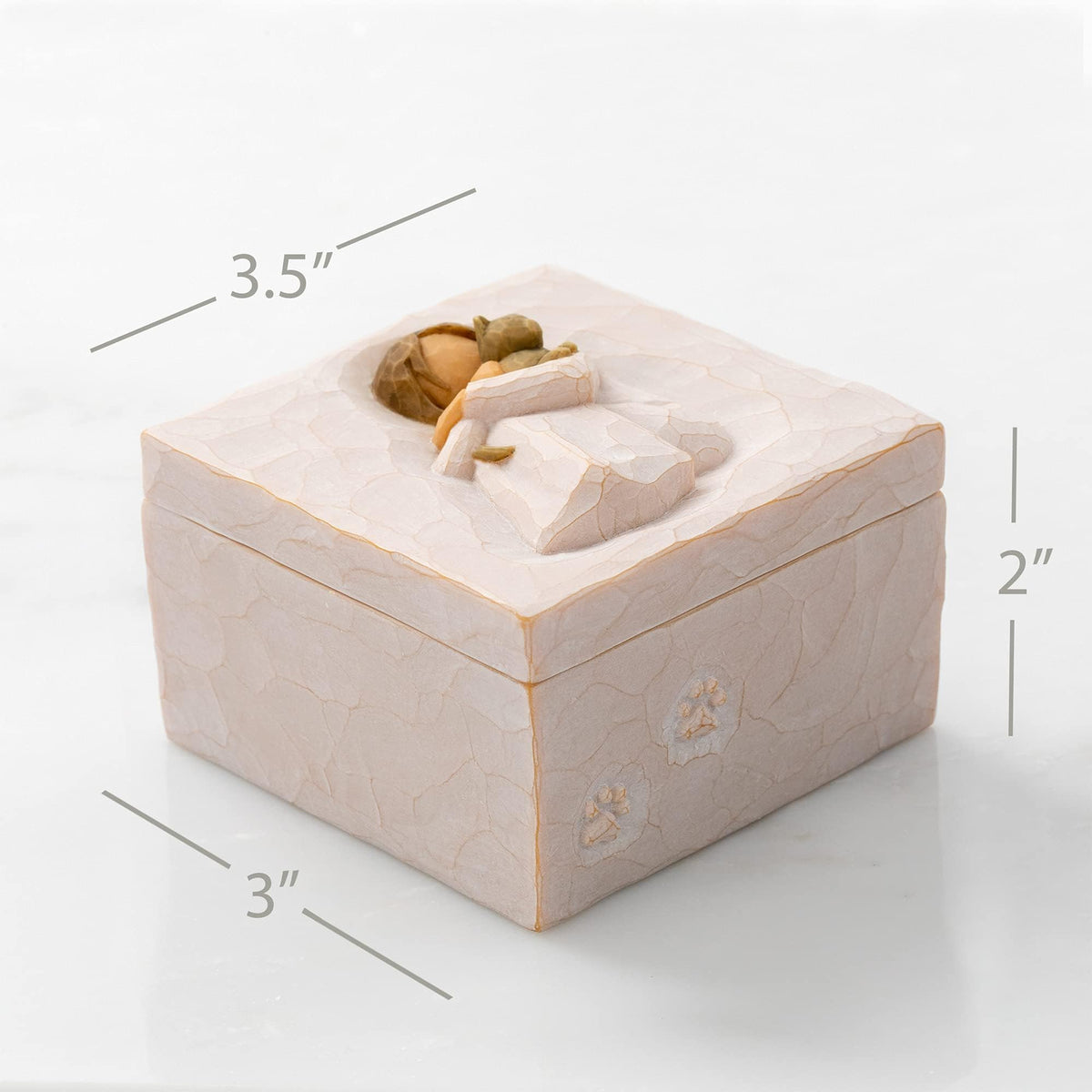 Willow Tree Comfort Box interior shows the sentiment for comfort and love.