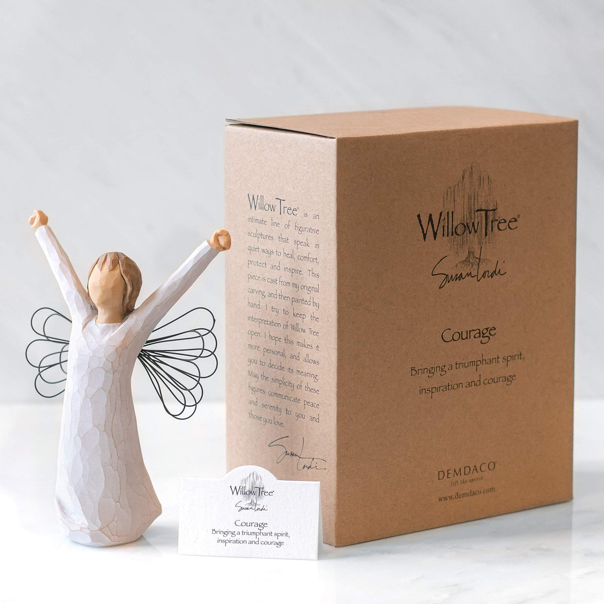 Willow Tree Courage Angel gift-ready packaging for thoughtful gifting occasions.