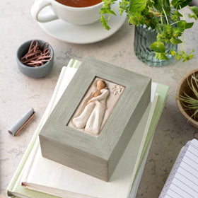 Willow Tree display-ready memory box sits elegantly on a shelf or mantel