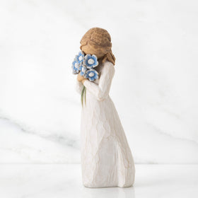 Willow Tree Forget-me-not enamel resin craftsmanship, hand-painted detail adds elegance to any shelf