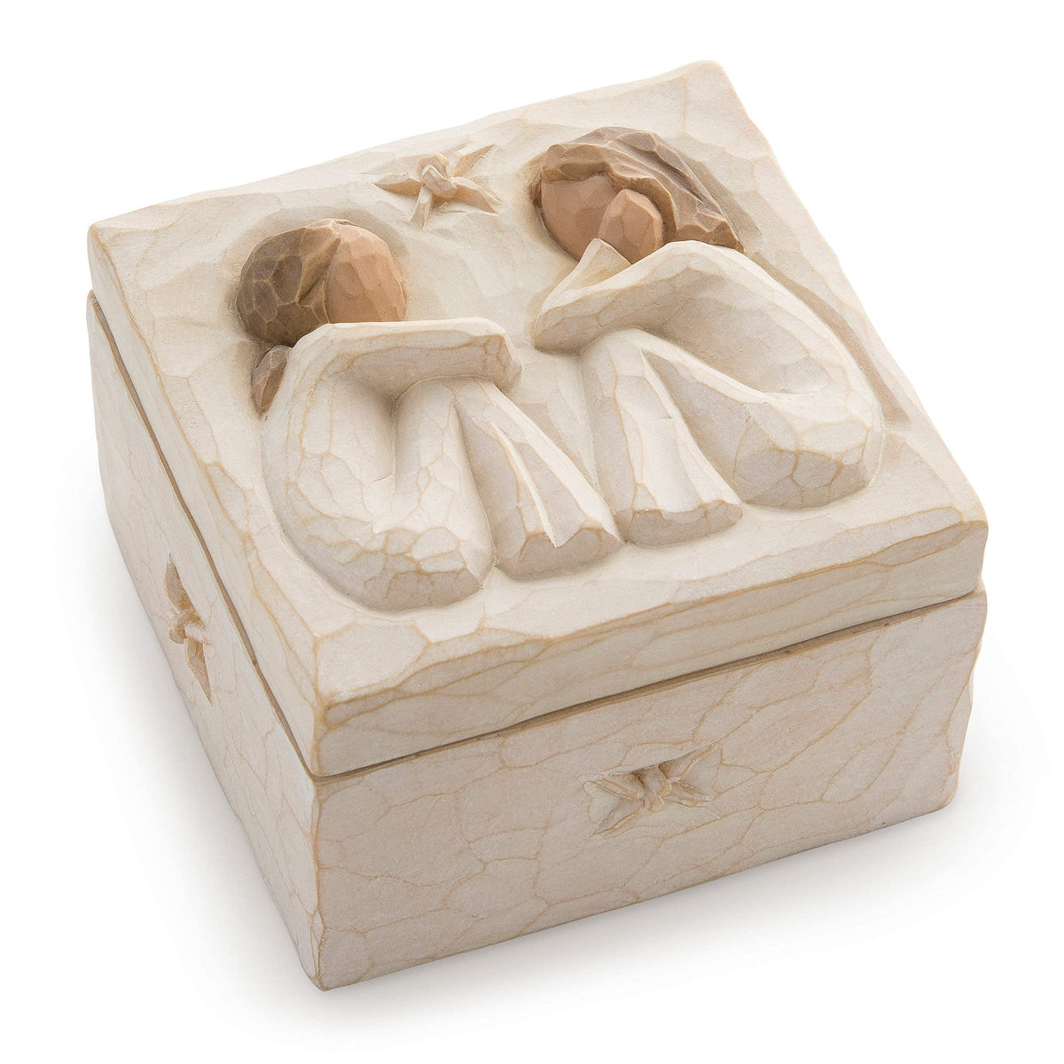 Willow Tree friendship keepsake box lid bas-relief for cherished memories