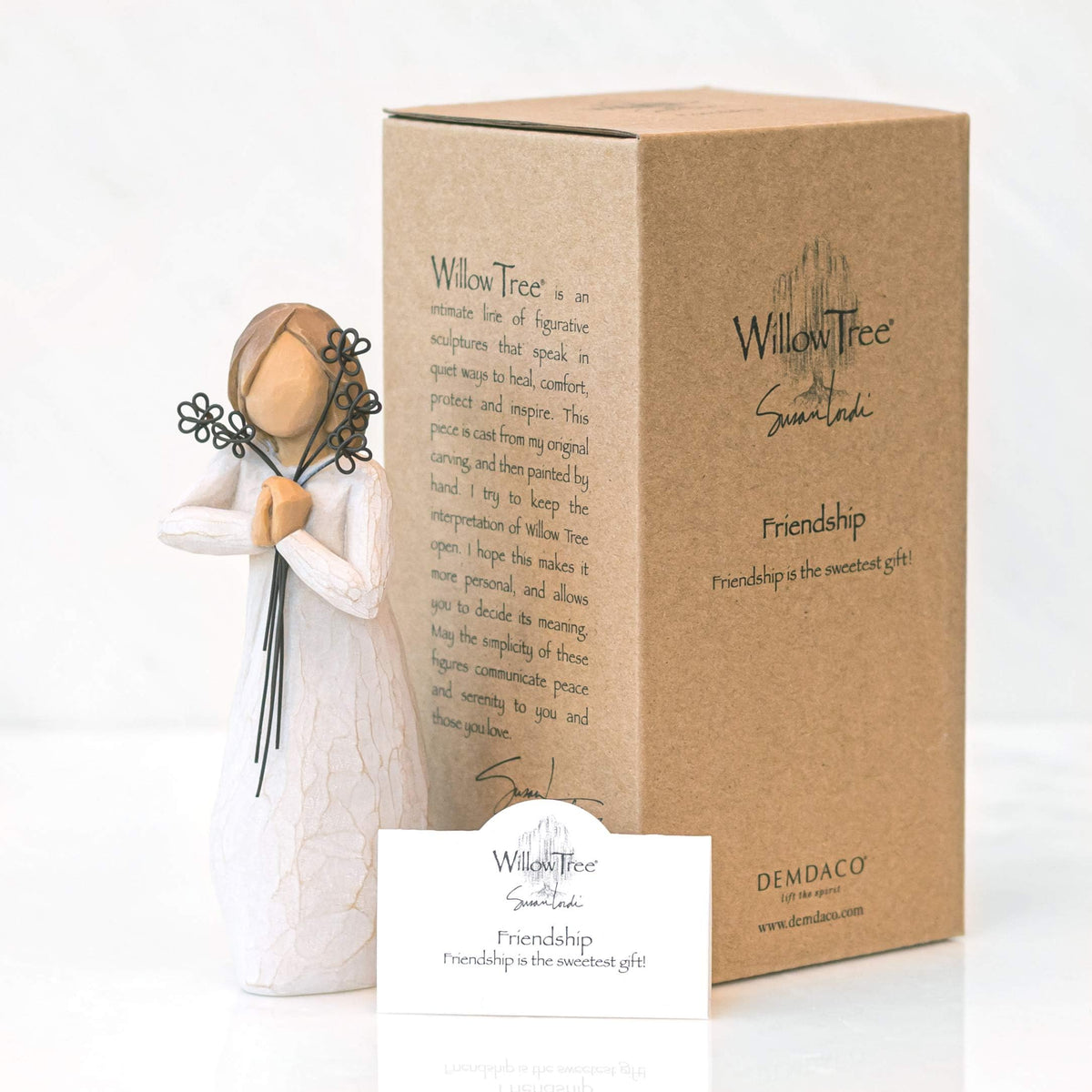 Willow Tree Friendship figure care tips: dust with a soft brush