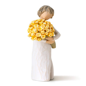 Willow Tree Good Cheer cream dress figure with yellow roses, ideal for gifting to friends.