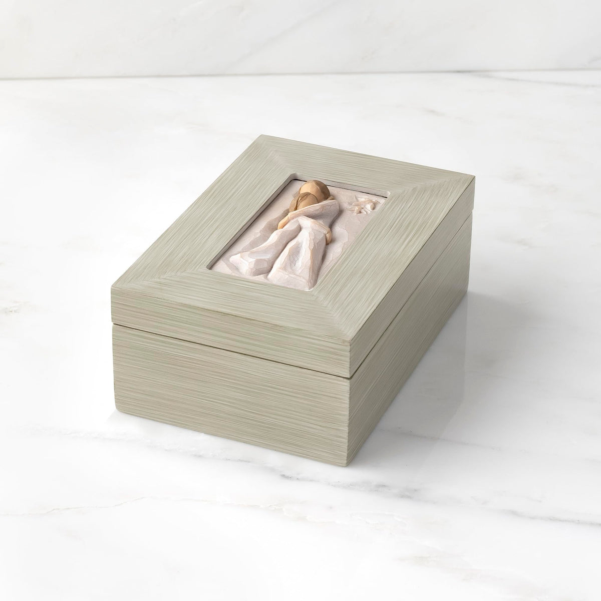 Willow Tree hand-painted wood box cream dresses relief adds sentimental décor
