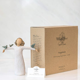 Willow Tree Happiness display-ready sculpture for shelf or mantel.
