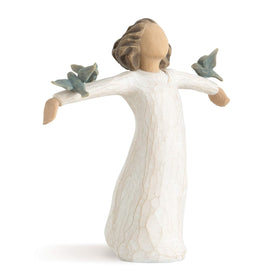 Willow Tree Happiness figure with Free to Sing sentiment, ideal inspirational gift.