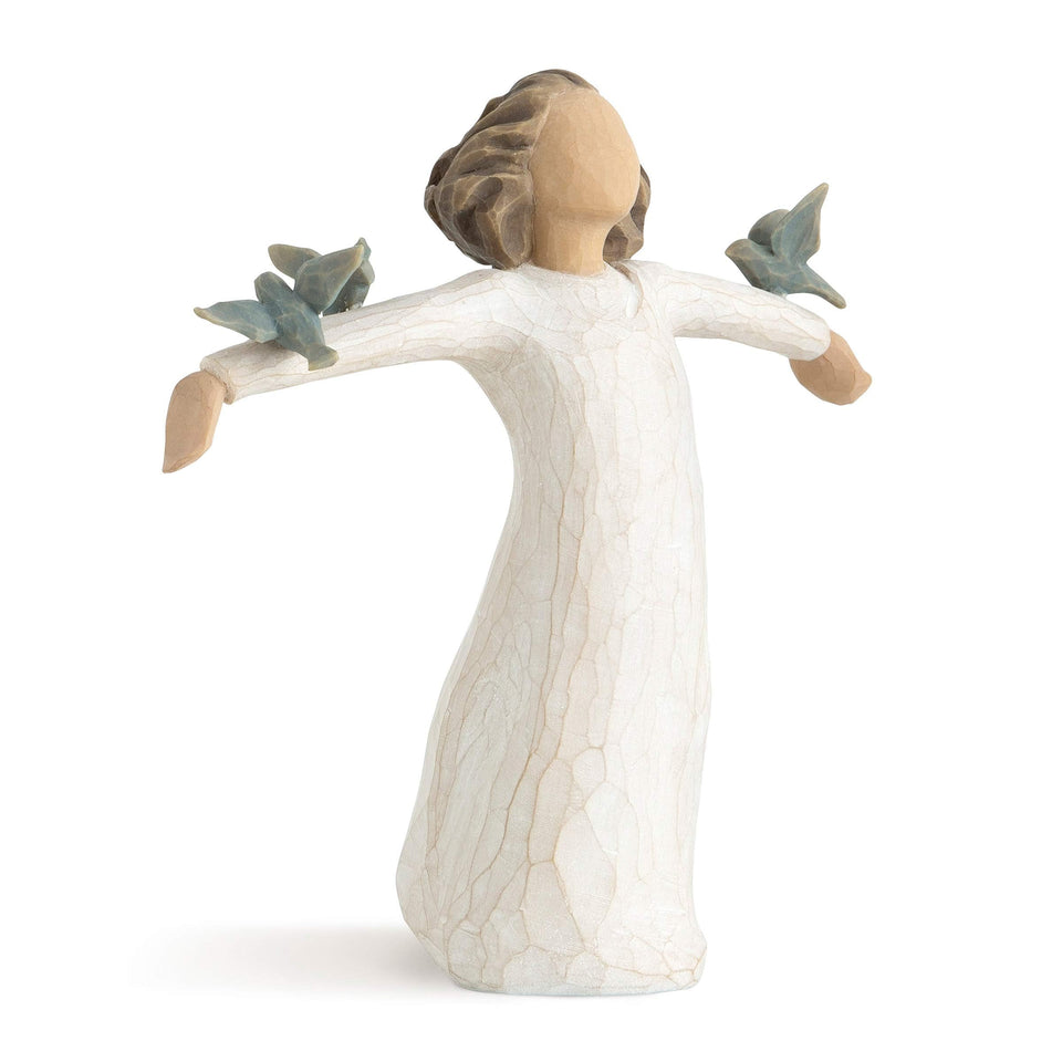 Willow Tree Happiness figure with Free to Sing sentiment, ideal inspirational gift.