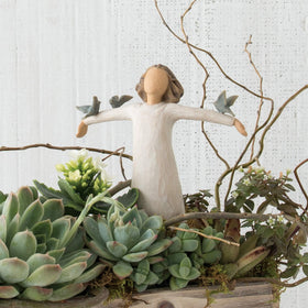 Willow Tree Happiness by Susan Lordi, hand-carved craftsmanship.