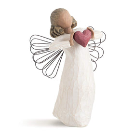 Willow Tree love angel holding red heart, ideal for weddings or anniversaries.