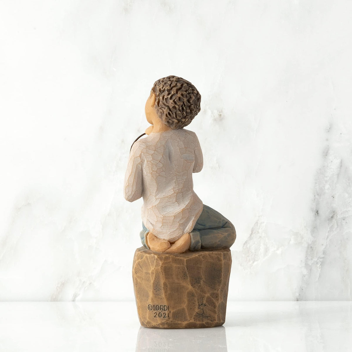 Willow Tree Love You Too hand-painted sculpture, wire circle, supports home decor on any shelf.