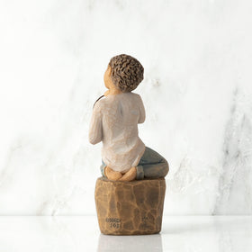 Willow Tree Love You Too hand-painted sculpture, wire circle, supports home decor on any shelf.