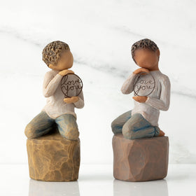 Willow Tree Love You Too figure, ready-to-display resin keepsake for meaningful occasions.