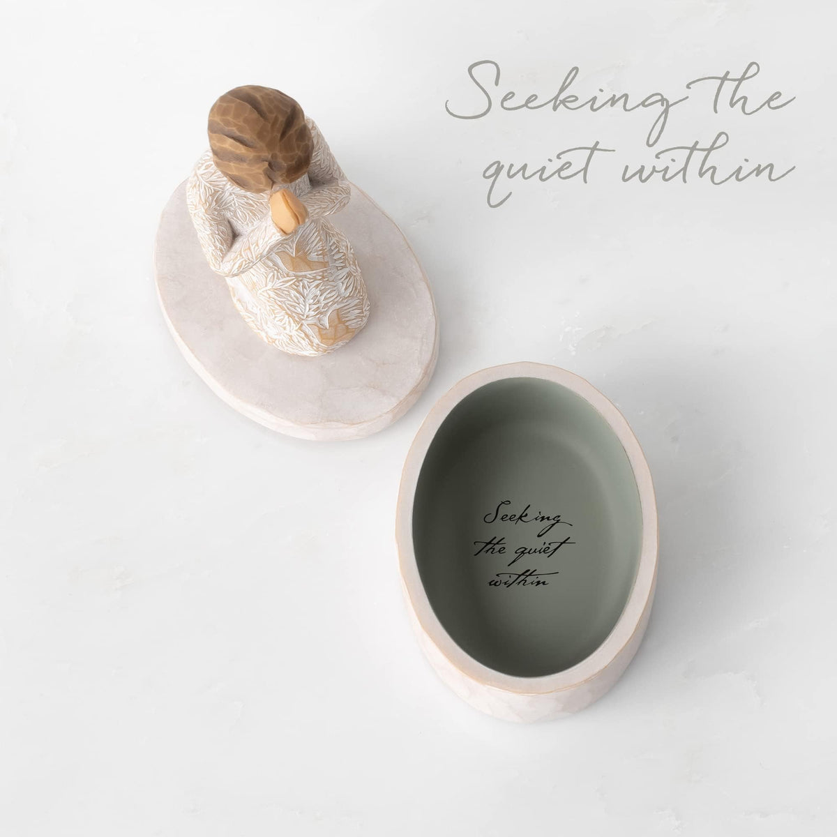 Willow Tree hand-painted resin keepsake with kneeling figure.
