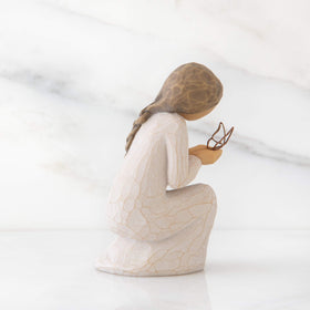 Willow Tree Quiet Wonder kneeling figure with butterfly on extended hand