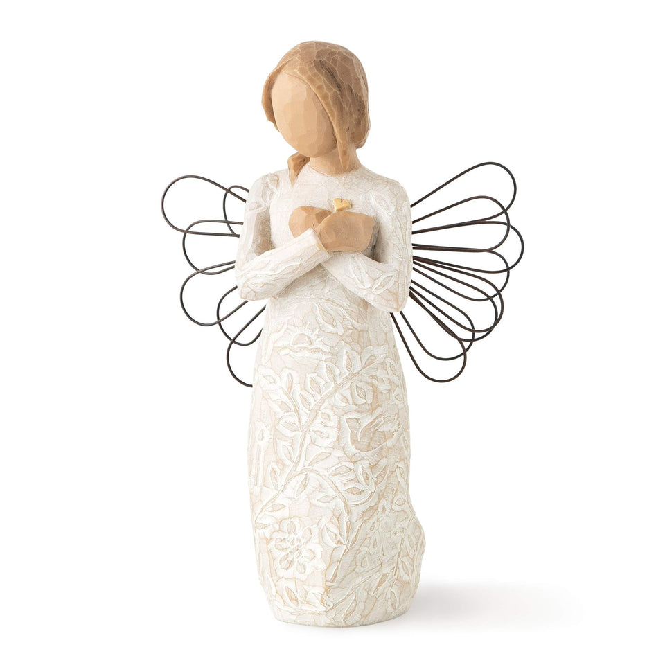 Willows Tree Remembrance Angel figure in cream dress for serene memories