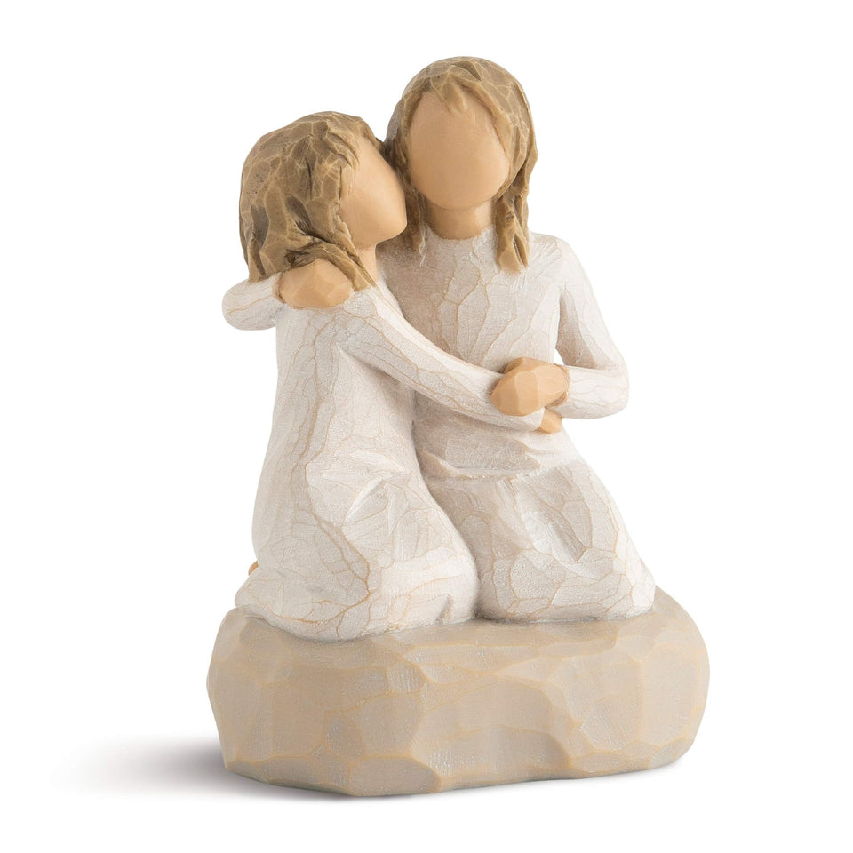 Willlow Tree Sister Mine figure front view: two sisters embracing.