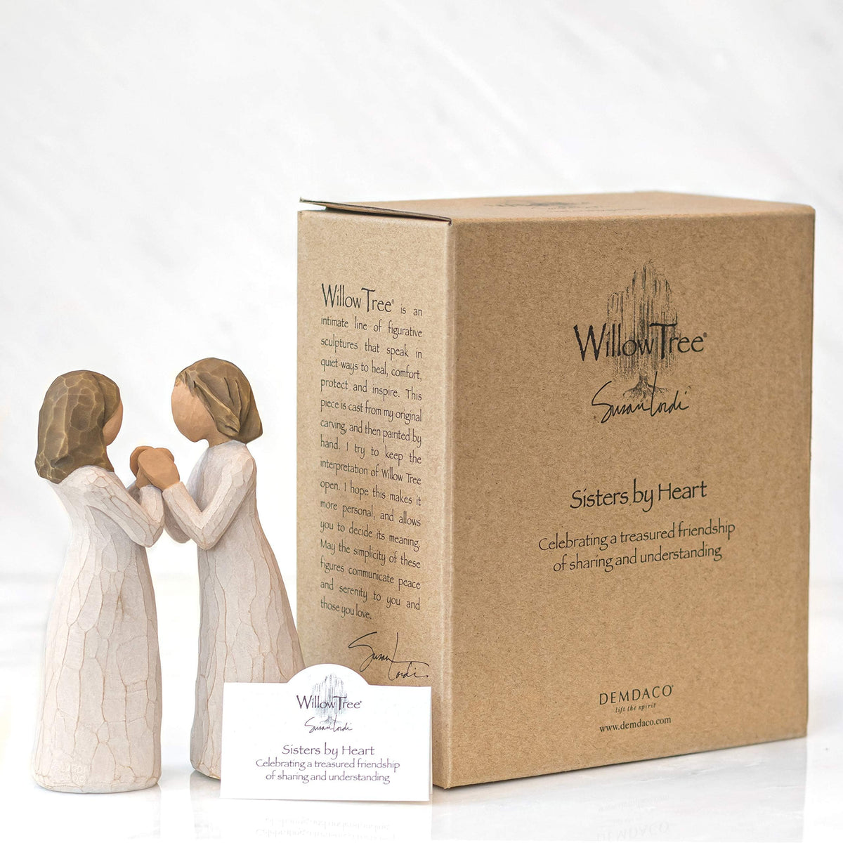 Willow Tree Sisters by Heart gift-boxed packaging suited for gifting.