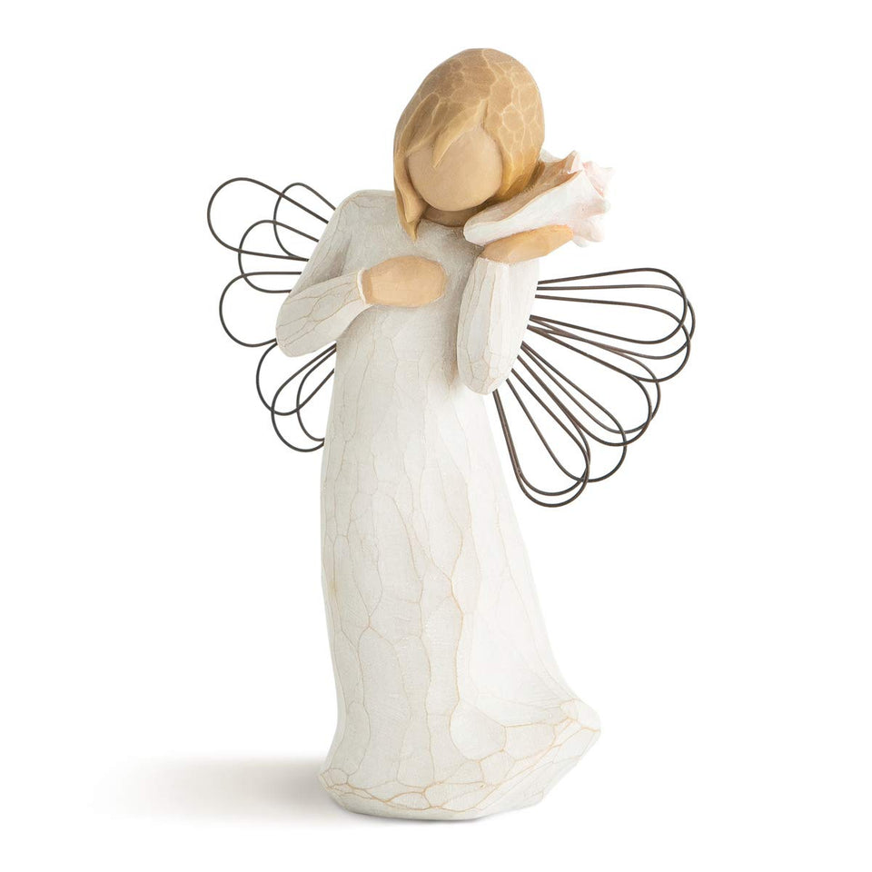 Willow Tree Thinking of You Angel in cream dress with conch ear, timeless keepsake
