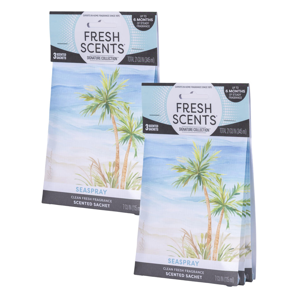 WillowBrook Seaspray sachet packaging showcases gift-ready design and six-month fragrance.