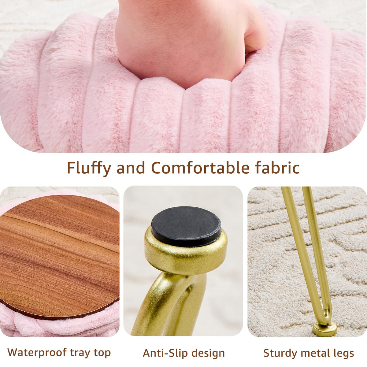 Wimarsbon vanity stool with metal legs delivers stable support and lasting durability.
