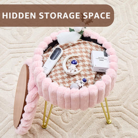 Wimarsbon vanity stool top lift reveals hidden organization space.