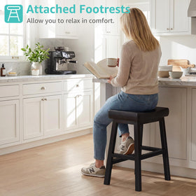 WINAZ black leather seat bar stool offers waterproof, wipe-clean surface.