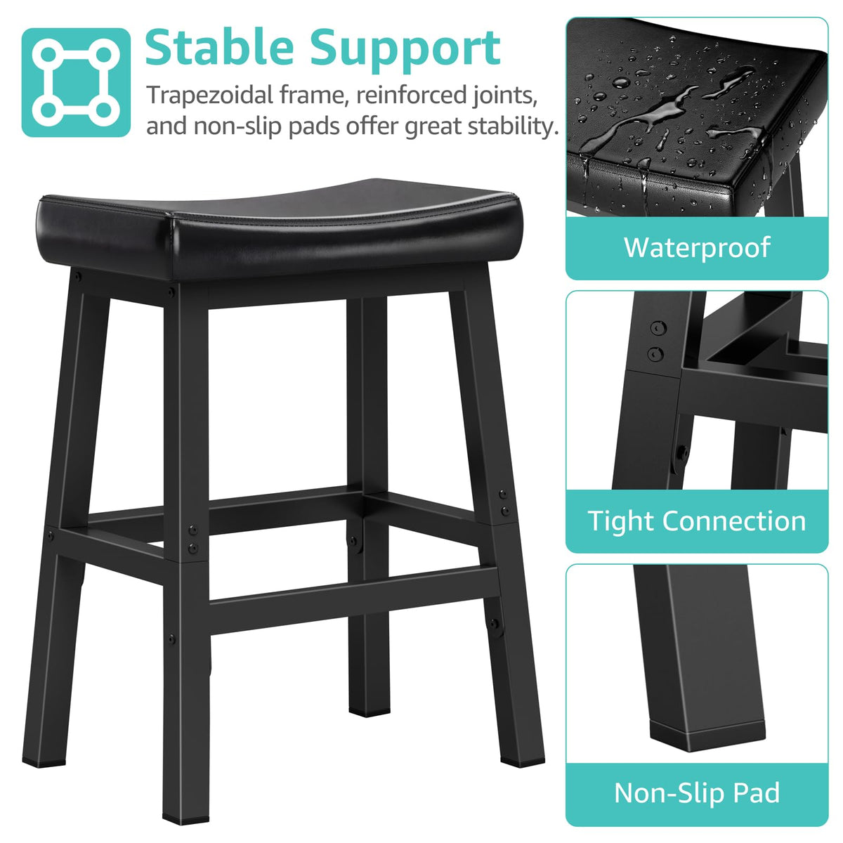WINAZ stools feature non-slip pads to protect floors.
