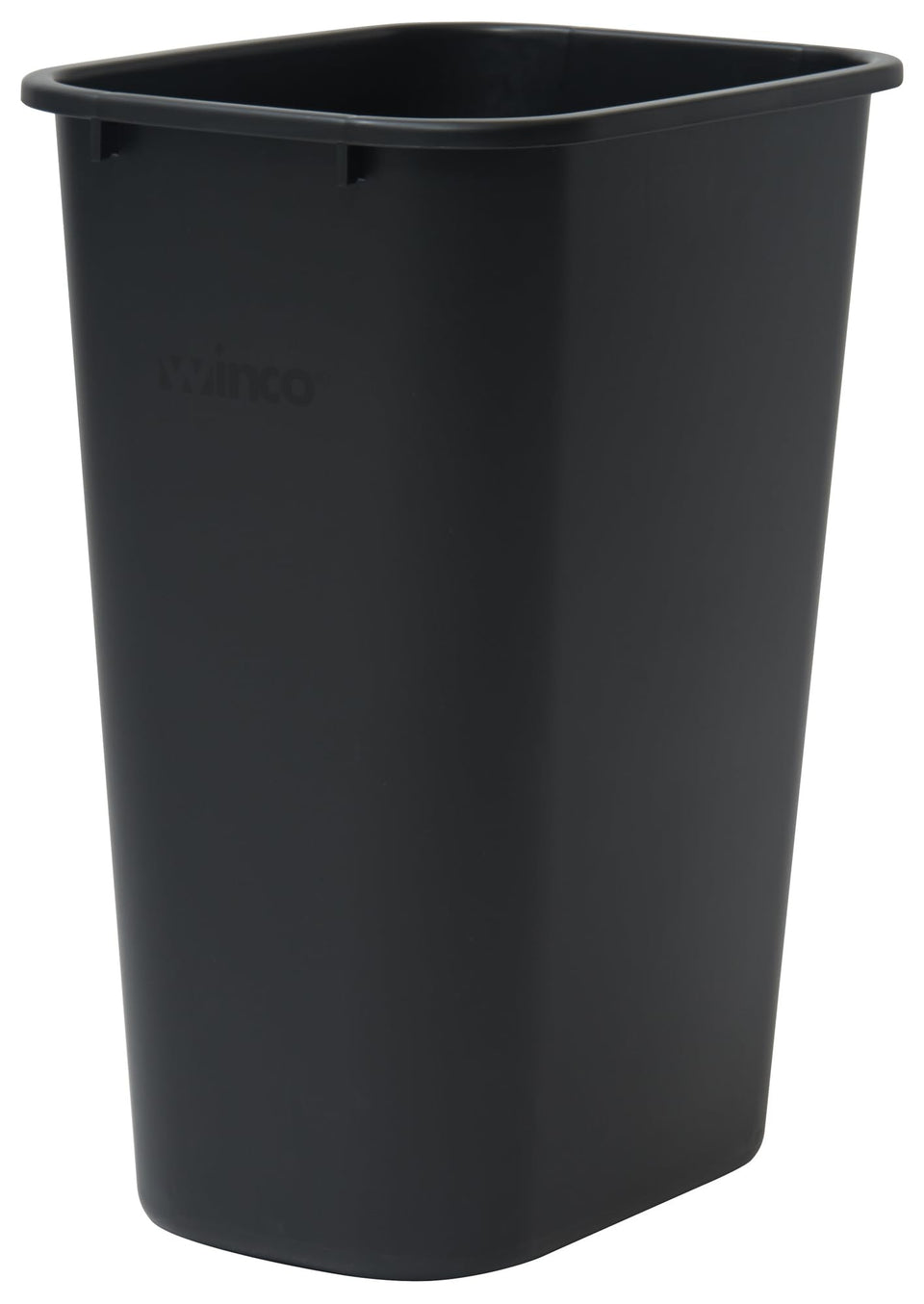 Winco waste basket with heavy-duty rolled edges for daily office reliability.