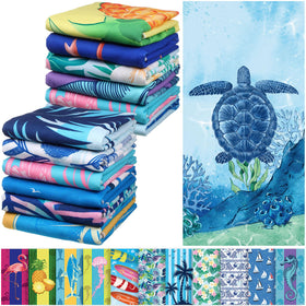 Windkream 12-pcs oversized microfiber beach towels set for family sunbathing and quick-dry comfort.