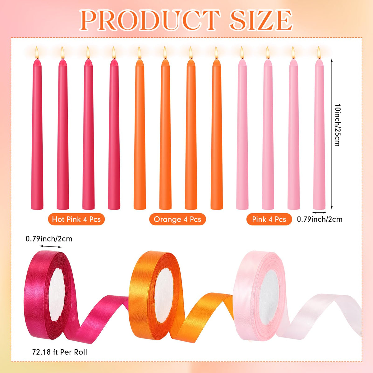 Windkream orange taper candles add bright color to a celebration
