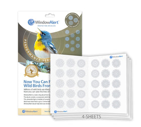 WINDOWALERT 4-pack dots on glass provide UV deterrence for birds.