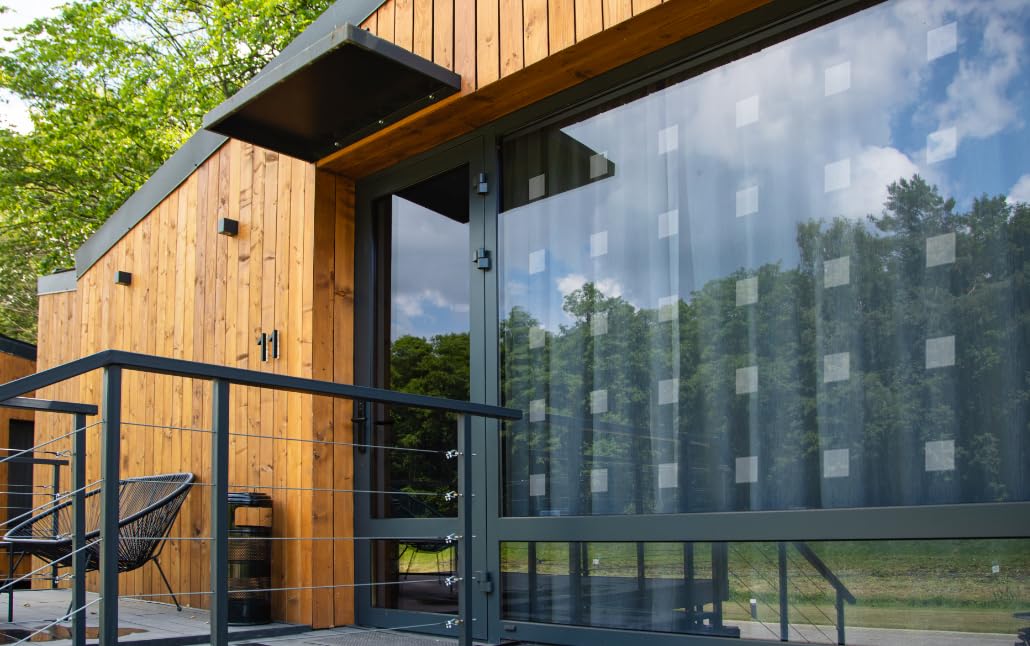 WindowAlert semi-transparent bird safety decals blend with home décor.