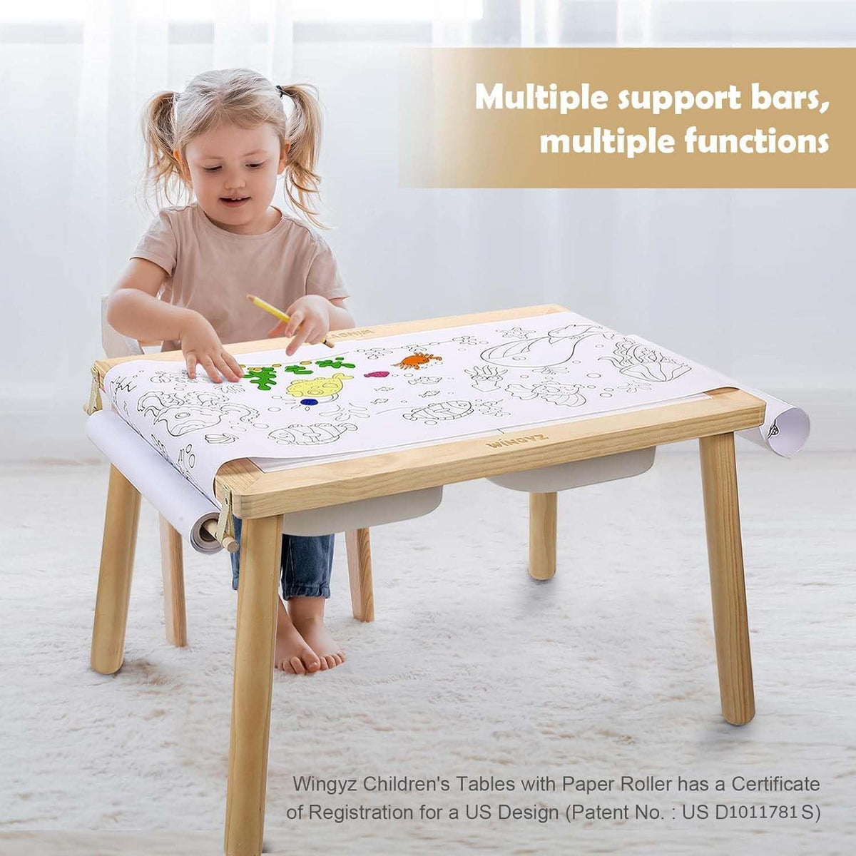 Wingyz Kids Table features rounded corners for safer play sessions.