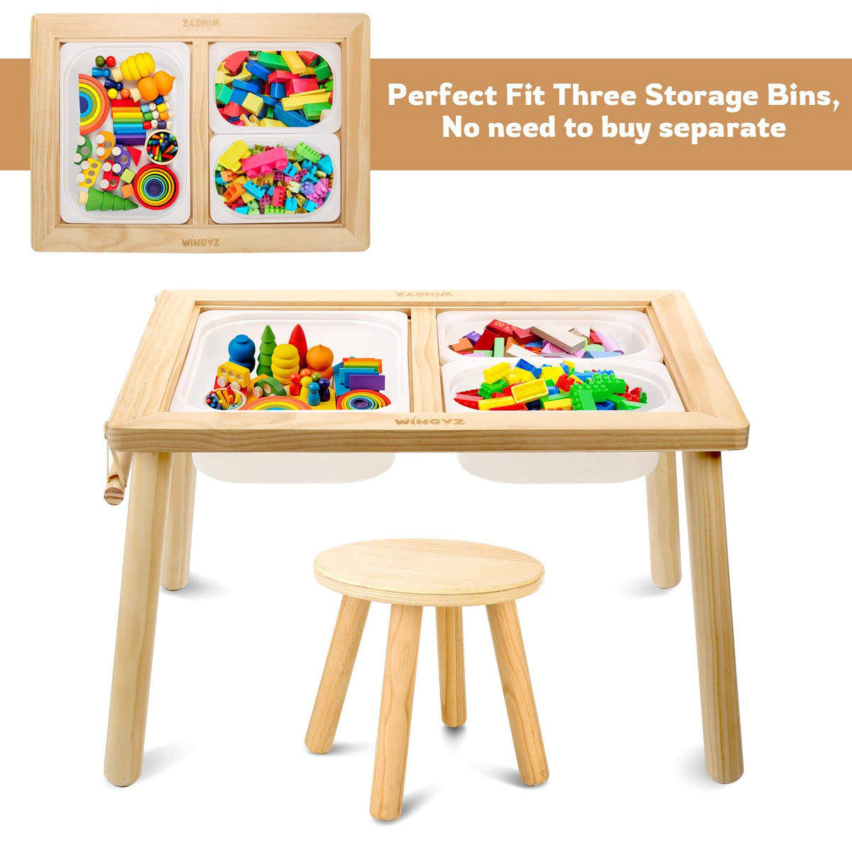 WINGYZ Sensory Table safety design features rounded edges for happier play.