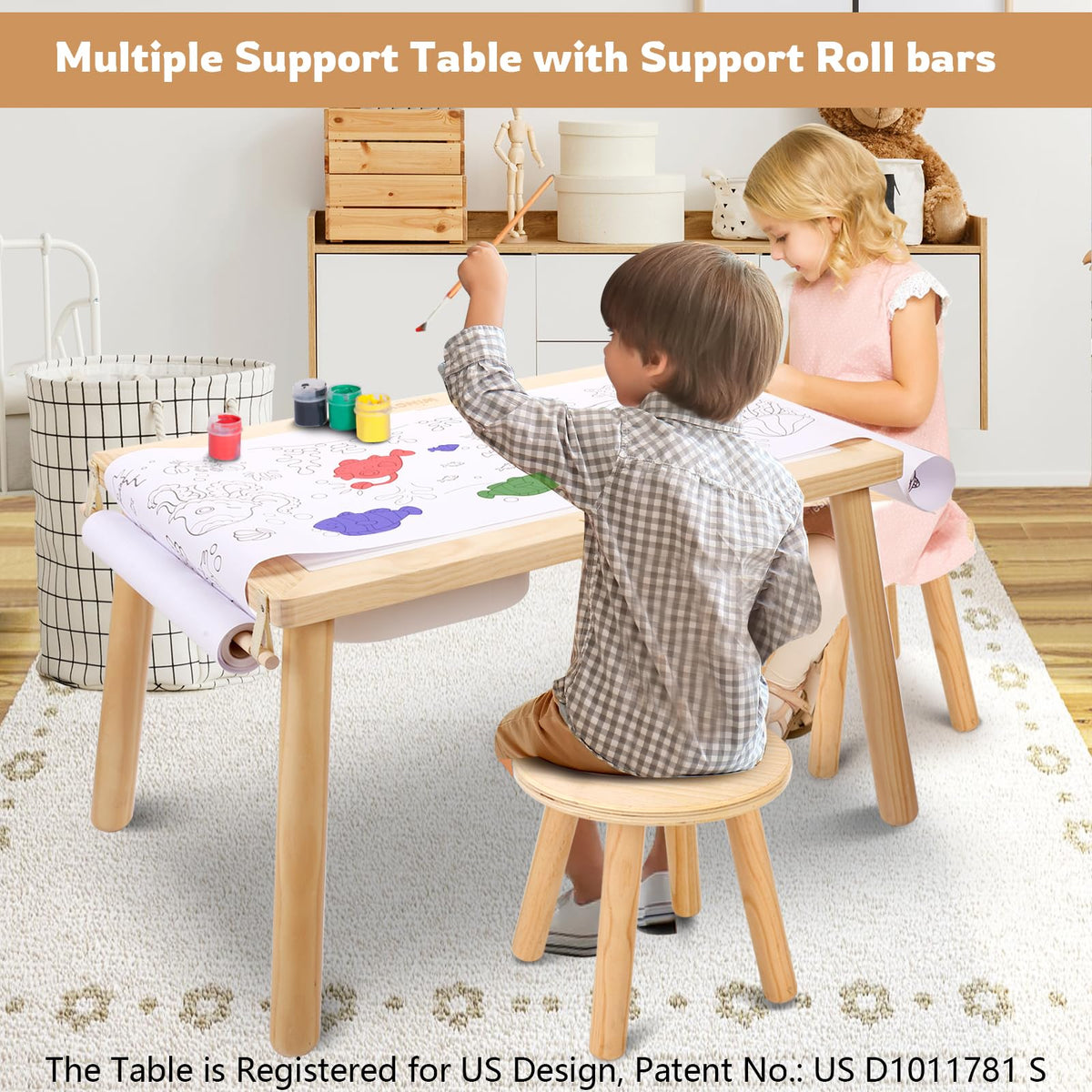 WINGYZ Sensory Table storage bins help keep toys organized during crafts.