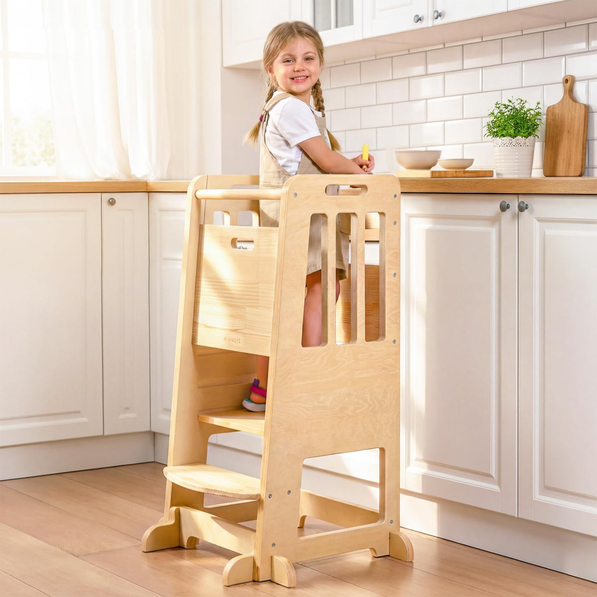 Wingyz Toddler Tower base offers a solid foundation for steady kitchen access.