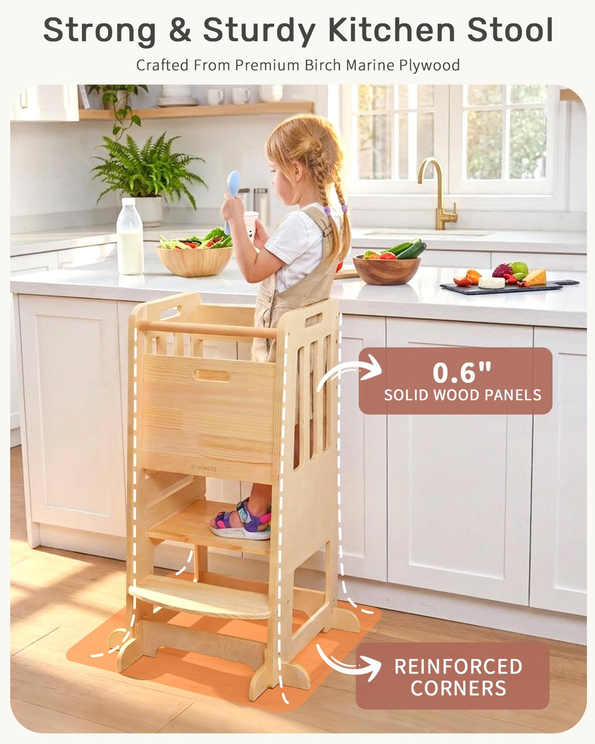 Wingyz Toddler Tower platform 18in supports growing kids with taller tasks.